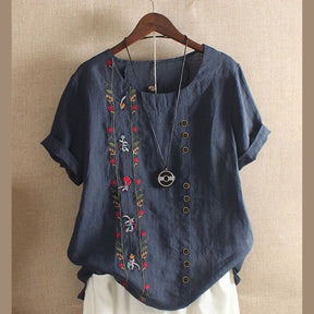 Camisa Feminino de Linho Bordada