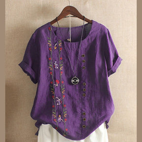 Camisa Feminino de Linho Bordada