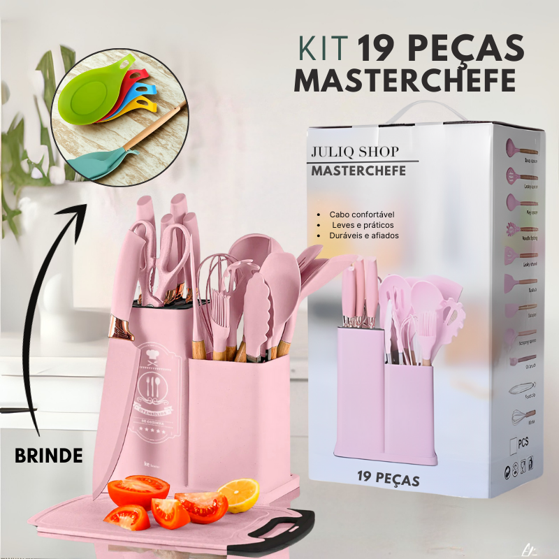 MasterChef – Seu Kit Com 19 peças Profissional + Brinde 4 Apoios de colher em silicone!
